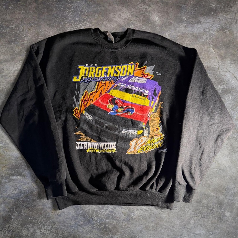 Vintage Rob Jorgenson Racing Terminator Modified Black Sweatshirt XL Jerzees